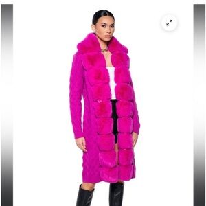 BABBS KNIT TRENCH WITH FAUX FUR LINING
